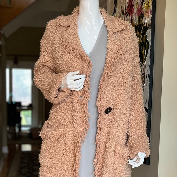Marc Cain Teddy/Popcorn Knit Wool Sweater Coat - size N3/Medium - Picture 7 of 16
